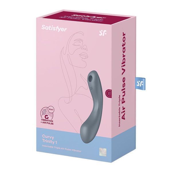 Вакуумный стимулятор с вибрацией Satisfyer Curvy Trinity 1 Bluegrey, игрушка 3в1 SO8408 фото