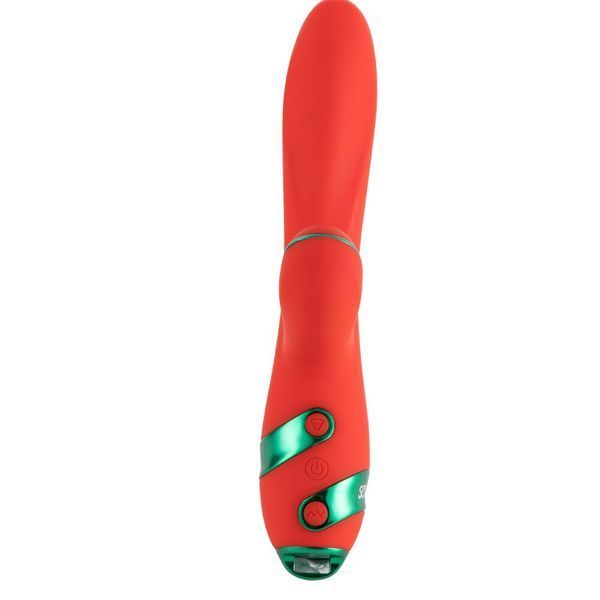 Вибратор-кролик с пульсацией и флоггером LOCKINK SEVANDA Whip Vibrating Massage Wand, красно-зеленый SX0903 фото