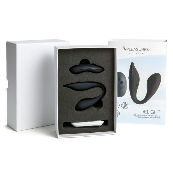 Двойной вибратор S Pleasures Premium Delight, черный, для клитора и точки G, 10 режимов SX1611 фото