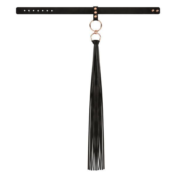 Ошейник с флоггером Rosy Gold - Collar with Flogger - Black SX1198 фото
