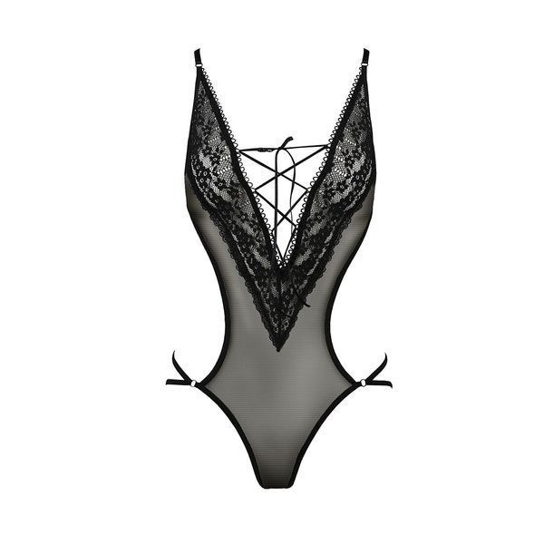 Боди монокини с декольте Passion ERZA BODY S/M, black PS26002 фото