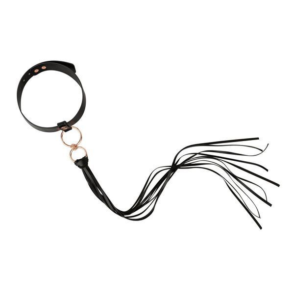 Ошейник с флоггером Rosy Gold - Collar with Flogger - Black SX1198 фото