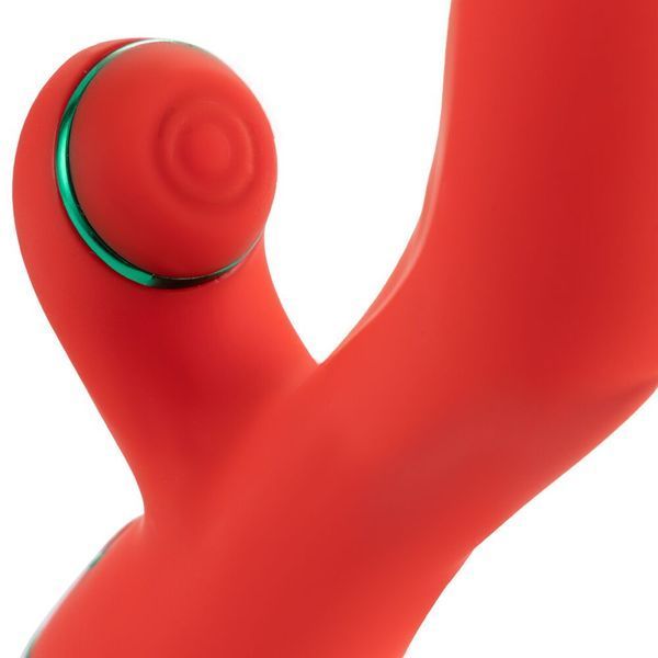 Вибратор-кролик с пульсацией и флоггером LOCKINK SEVANDA Whip Vibrating Massage Wand, красно-зеленый SX0903 фото