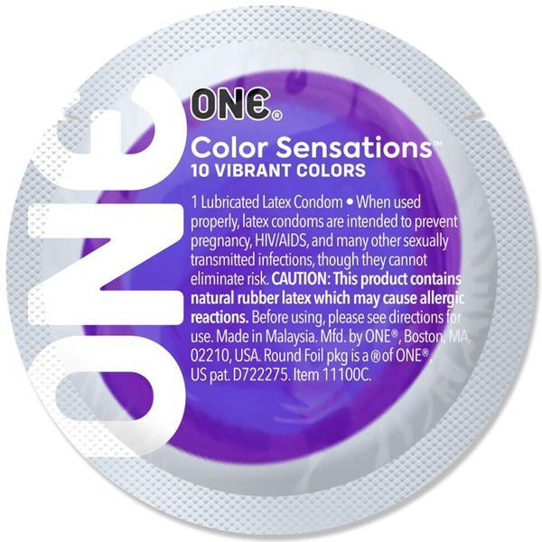 Презерватив ONE Color Sensations Pick ONE, 1 шт, фіолетовий, гладенький, зі змазкою SX0772 фото