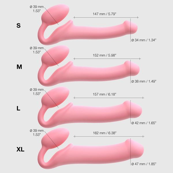 Безремінний страпон Strap-On-Me Rose M, повністю регульований, діаметр 3,3 см SX2568 фото