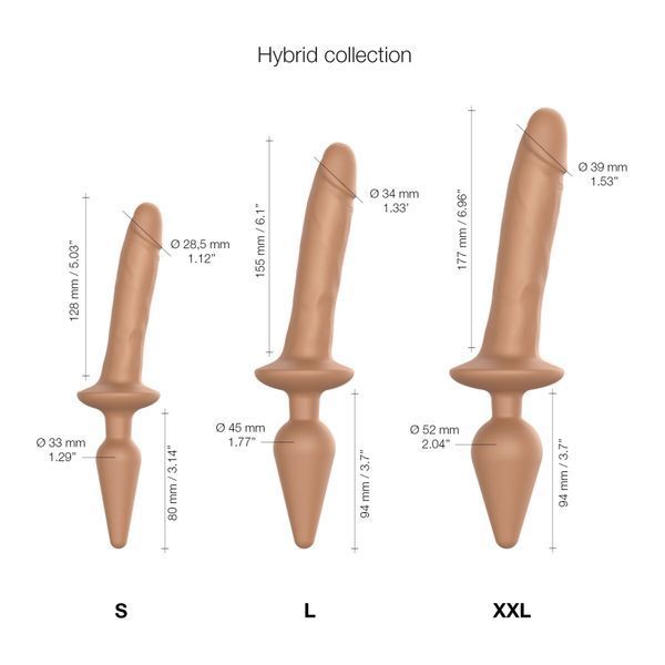 Анальная пробка с дилдо 2в1 Strap-On-Me SWITCH PLUG-IN REALISTIC DILDO Caramel S, диаметр 3,3/2,9 см SO6827 фото