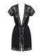 Сатиновый открытый пеньюар на поясе Obsessive 810-PEI&ndash;1 peignoir black S/M, черный SO7160 фото 5