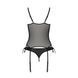 Корсет со шнуровкой Passion NESSY CORSET S/M black, стринги с открытым доступом, пажи для чулок SO8455 фото 4