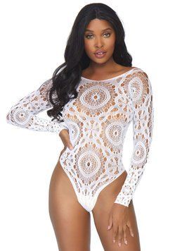 Эротическое боди-бодистокинг Leg Avenue Snap crotch thong back teddy White M/L SO9134 фото