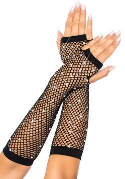 Митенки Leg Avenue Rhinestone Fishnet Arm Warmers Black SX1732 фото