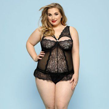 Сексуальный комплект белья JSY &laquo;Скромница Брук&raquo; Plus Size, Black, кружево, корсет, стринги SO8380 фото