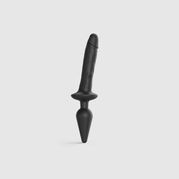Анальная пробка с дилдо 2в1 Strap-On-Me SWITCH PLUG-IN REALISTIC DILDO Black L, диаметр 4,5/3,4 см SO6828 фото