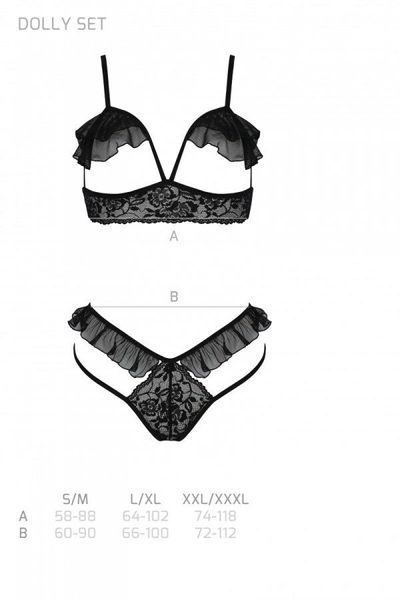 Еротичний комплект Passion DOLLY SET, S/M, black, з відкритими чашками SO9705 фото