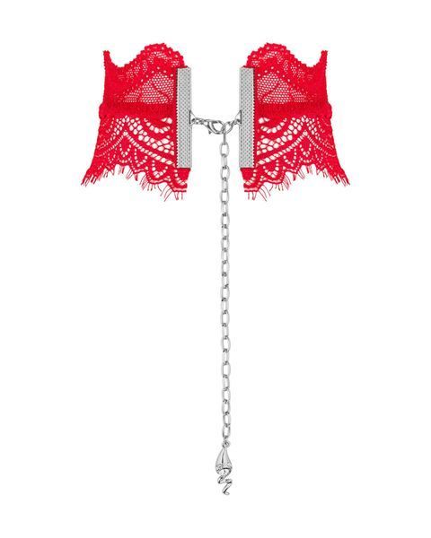 Широкий кружевной чокер Obsessive Bergamore choker, red SO7686 фото