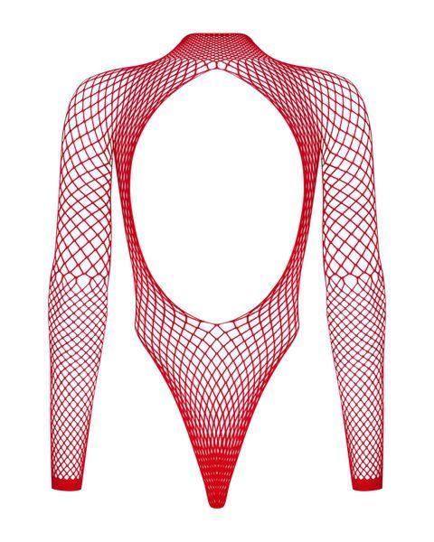 Сетчатый бодистокинг с длинным рукавом Obsessive B126 teddy red S/M/L, красный SO7211 фото