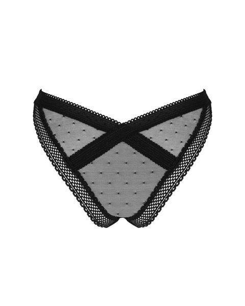 Кружевные трусики с заниженной талией Obsessive Estiqua panties M/L, черные SO7261 фото