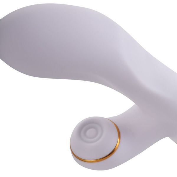 Вибратор-кролик с пульсацией и флоггером LOCKINK SEVANDA Whip Vibrating Massage Wand, бело-золотой SX0904 фото