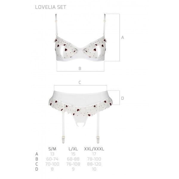 Сексуальний комплект з поясом для панчіх Passion LOVELIA SET S/M, white SO4781 фото