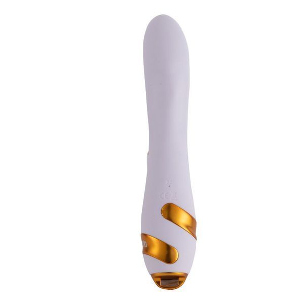 Вибратор-кролик с пульсацией и флоггером LOCKINK SEVANDA Whip Vibrating Massage Wand, бело-золотой SX0904 фото