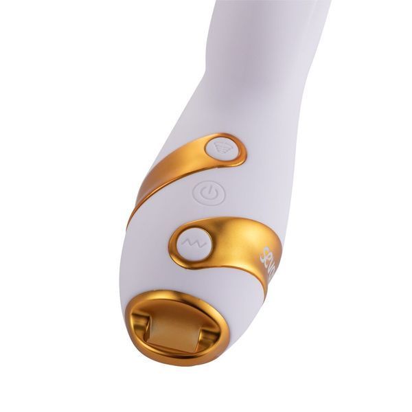 Вибратор-кролик с пульсацией и флоггером LOCKINK SEVANDA Whip Vibrating Massage Wand, бело-золотой SX0904 фото