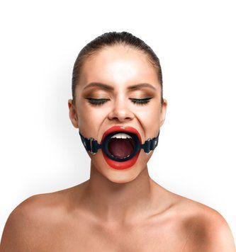 Кляп-расширитель силиконовое кольцо Art of Sex &ndash; Gag Ring, черный, натуральная кожа SO6707 фото