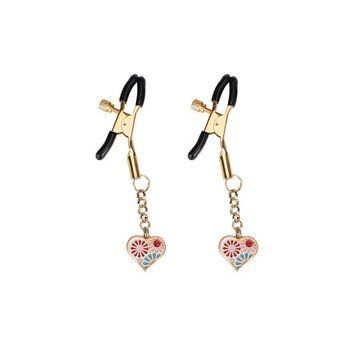 Зажимы для сосков Liebe Seele Nipple Clamps Gold Heart-shaped Flowers on White SX1688 фото