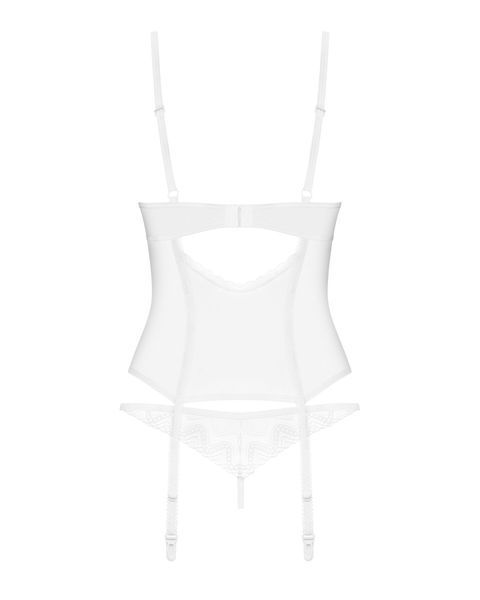 Корсет Obsessive Alissium corset & thong, M/L, гибкие косточки, открытая спина, стринги в комплекте SX0601 фото