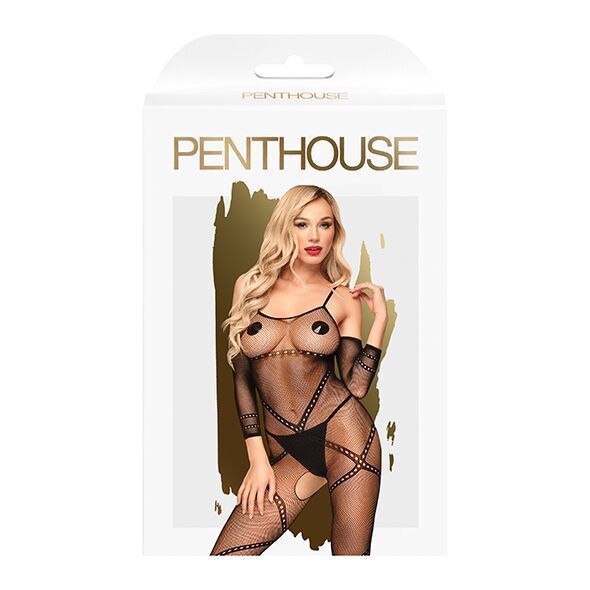 Бодистокинг с контрастным узором Penthouse - Under Arrest Black XL SO5309 фото