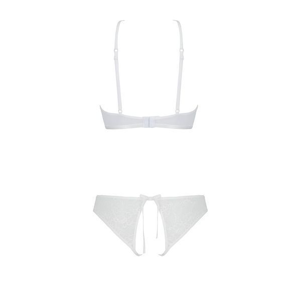 Комплект із бра, трусиків з ажурним декором та відкритим кроком Passion URSULA SET S/M, white SO5845 фото