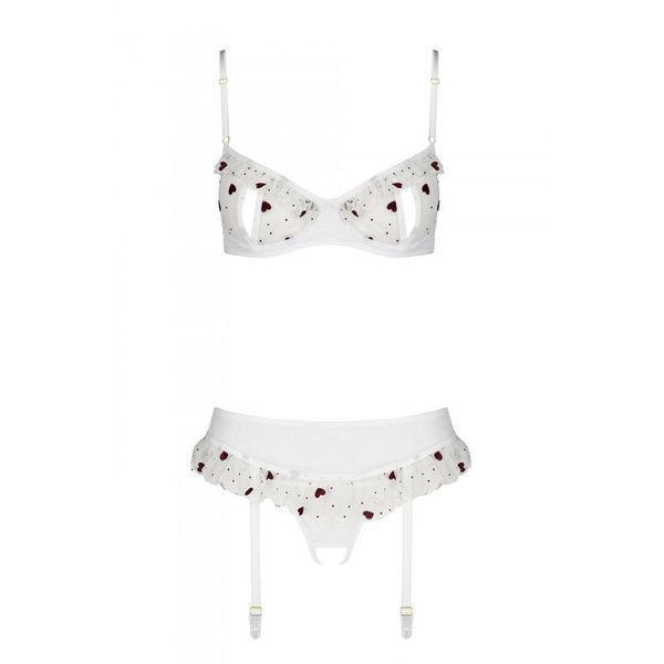 Сексуальний комплект з поясом для панчіх Passion LOVELIA SET XXL/XXXL, white SO4782 фото