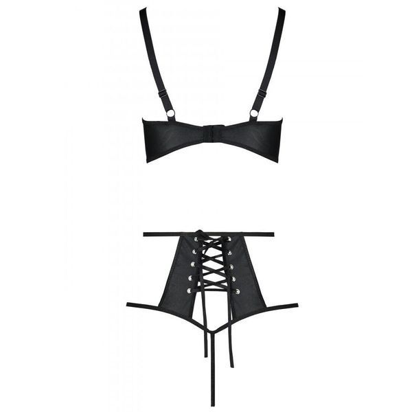 Розпродаж!!! Комплект з екошкіри Passion Tamaris Set black L/XL, бюстгальтер та трусики SO5796 фото