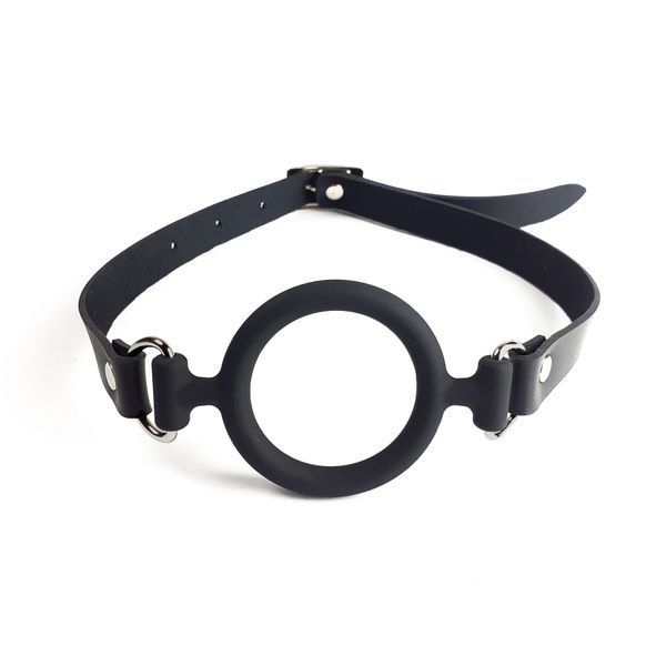 Кляп-расширитель силиконовое кольцо Art of Sex &ndash; Gag Ring, черный, натуральная кожа SO6707 фото