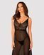Полупрозрачная длинная сорочка Obsessive Estiqua chemise XS/S, черный, ассиметричный крой SO7262 фото 1