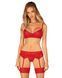 Комплект Obsessive Ingridia 3-pcs set XS/S, красный, бюстгальтер, стринги, пояс SO9034 фото 1