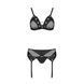 Комплект белья Passion NESSY SET L/XL black, бюстгальтер, пояс для чулок, стринги SO8457 фото 3