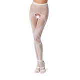 Эротические колготки-бодистокинг Passion S007 white, красивые ажурные колготки с вырезом PSS007W фото