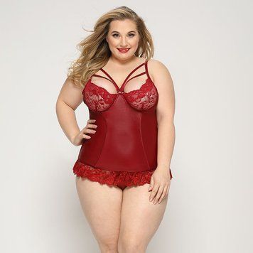 Сексуальный корсет со стрепами JSY &laquo;Горячая Тейлор&raquo; Plus Size, Red, кружево, стринги SO8382 фото