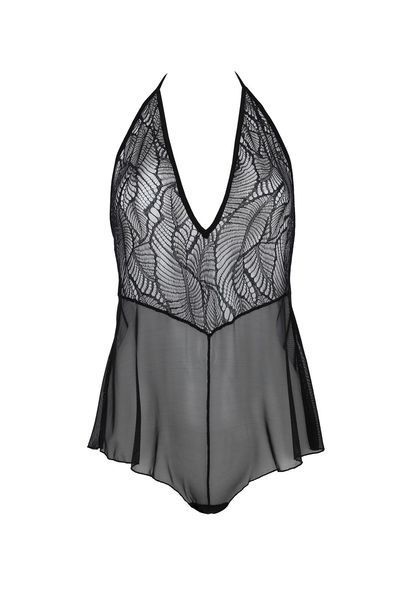 Боди Passion LEAFA BODY black S/M, на завязках, мягкая чашка, низ в виде шортиков SX0501 фото