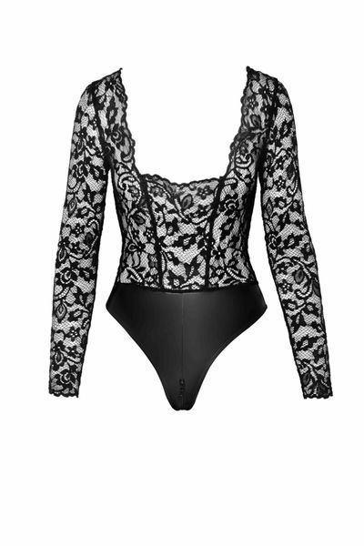 Боди Noir Handmade F296 Psyche, L, кружево, длинный рукав, низ под латекс, с доступом SX0215 фото