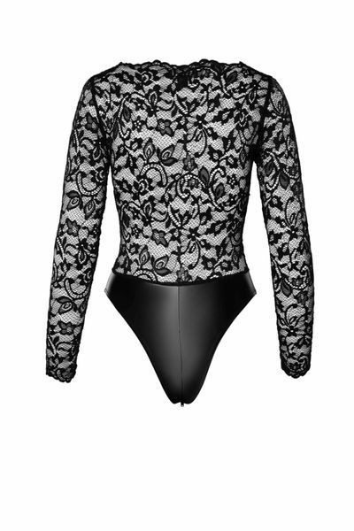 Боди Noir Handmade F296 Psyche, L, кружево, длинный рукав, низ под латекс, с доступом SX0215 фото
