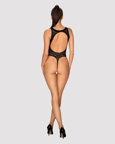 Ажурный бодистокинг с эффектом шнуровки Obsessive B129 teddy black S/M/L, черный, с доступом SO7213 фото