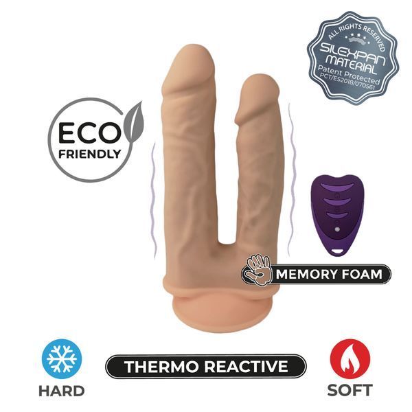 Двойной фаллоимитатор с вибрацией SilexD Double Gusto Vibro Flesh (Model 1 size 8" & 7") + LRS, диаметр 4,5 см и 3,7 см SO8209 фото