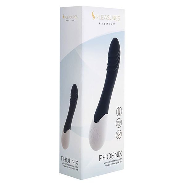 Вибратор S Pleasures Premium Phoenix, для точки G, черный, водостойкий, 16 видов вибрации, нагрев SX1614 фото
