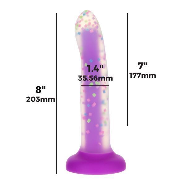 Фалоімітатор, що світиться в темряві, ADDICTION Rave 8&Prime;, Glow in the Dark Dildo Purple Confetti, 20,3 см SX1301 фото