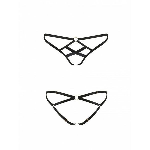 Трусики з стреп Passion Exclusive NICKY THONG L/XL, black PS27804 фото