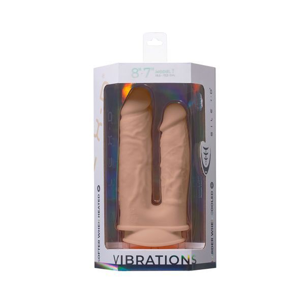 Двойной фаллоимитатор с вибрацией SilexD Double Gusto Vibro Flesh (Model 1 size 8" & 7") + LRS, диаметр 4,5 см и 3,7 см SO8209 фото