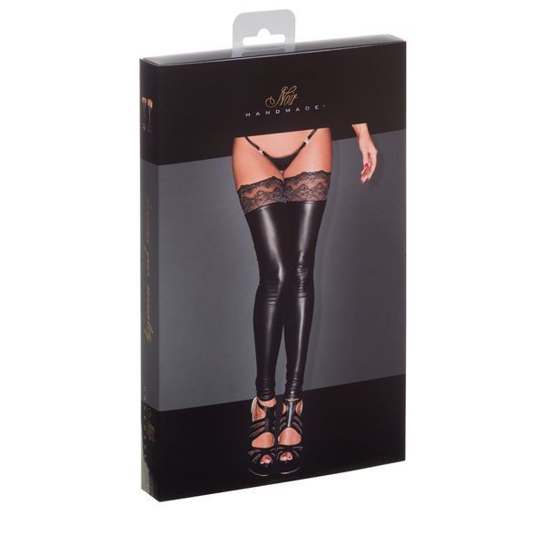 Чулки с мокрым эффектом Noir Handmade F135 Powerwetlook stockings, S, без мысков SX0017 фото