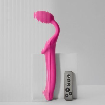 Безремневой страпон с вибрацией Strap-On-Me Vibrating Fuchsia L, диаметр 3,7 см, пульт ДУ, регулируемый SX2572 фото