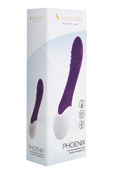 Вібратор S Pleasures Premium Phoenix, для точки G, фіолетовий, водостійкий, 16 видів вібрації, нагрів SX1615 фото