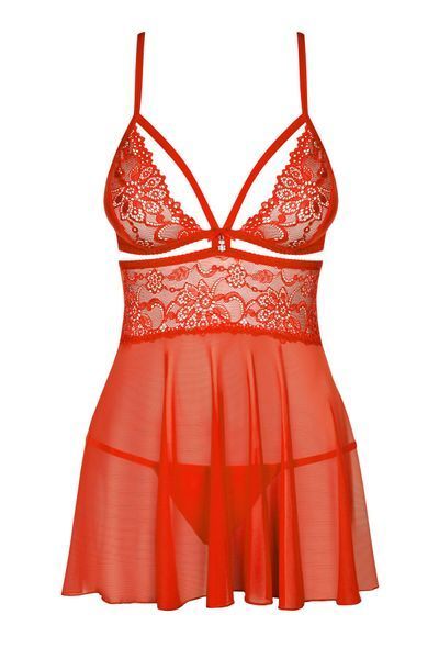 Бебі-дол Obsessive 838-BAB-3 babydoll & thong red 2XL/3XL SX1121 фото